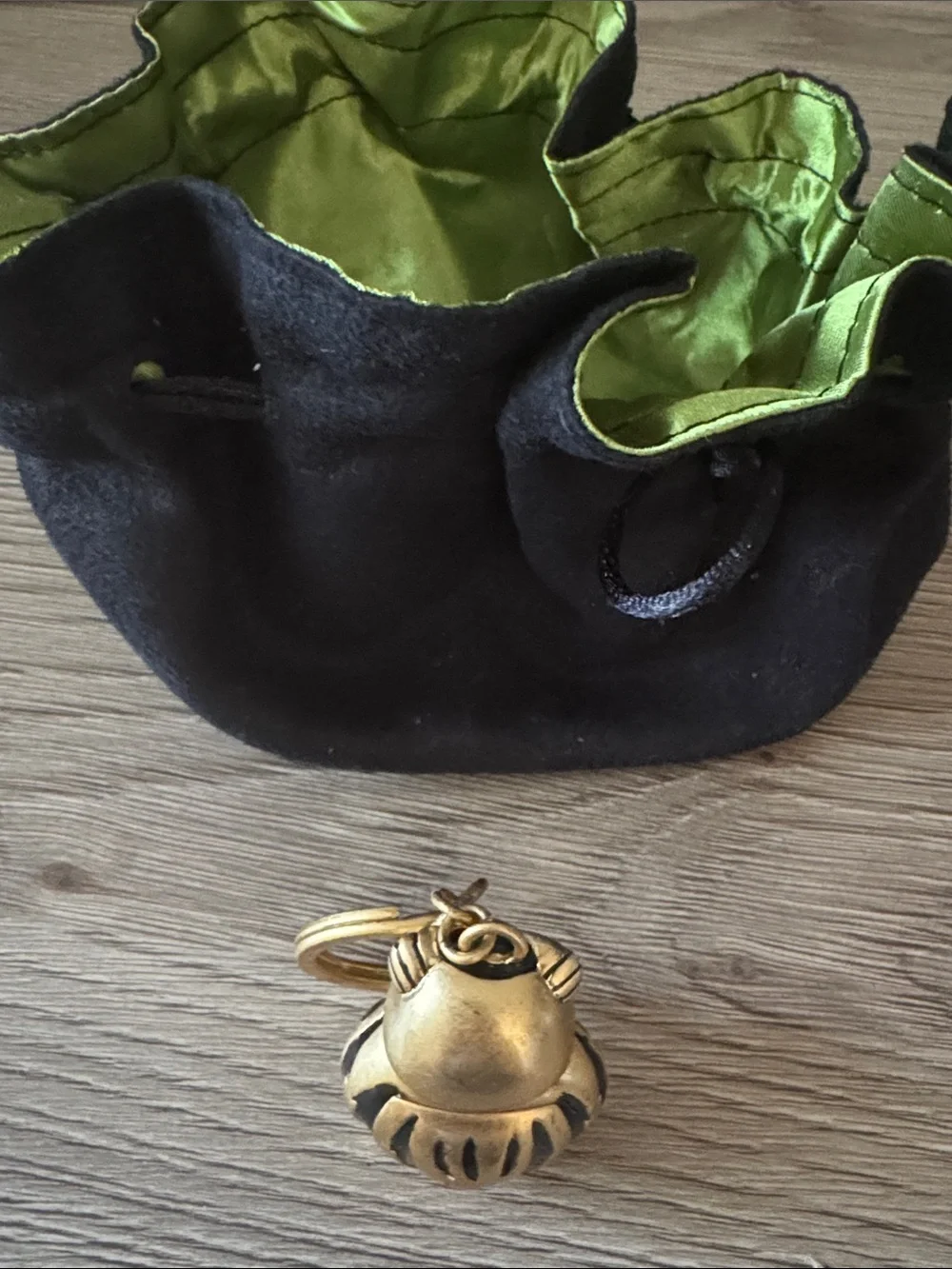 Mackenzie Childs Gold-tone Owl Keychain with Black Enamel Check Accent